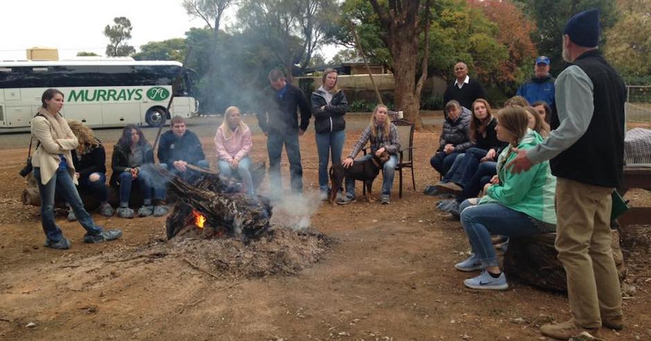 Pepperton News Student group around fire